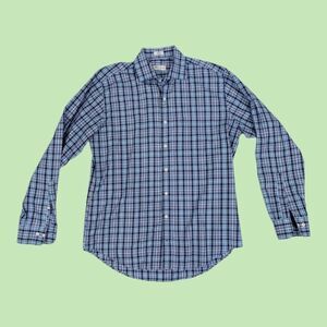 Peter‎ Millar Crown Ease Blue Pink Plaid Long Sleeve Button Shirt Mens L